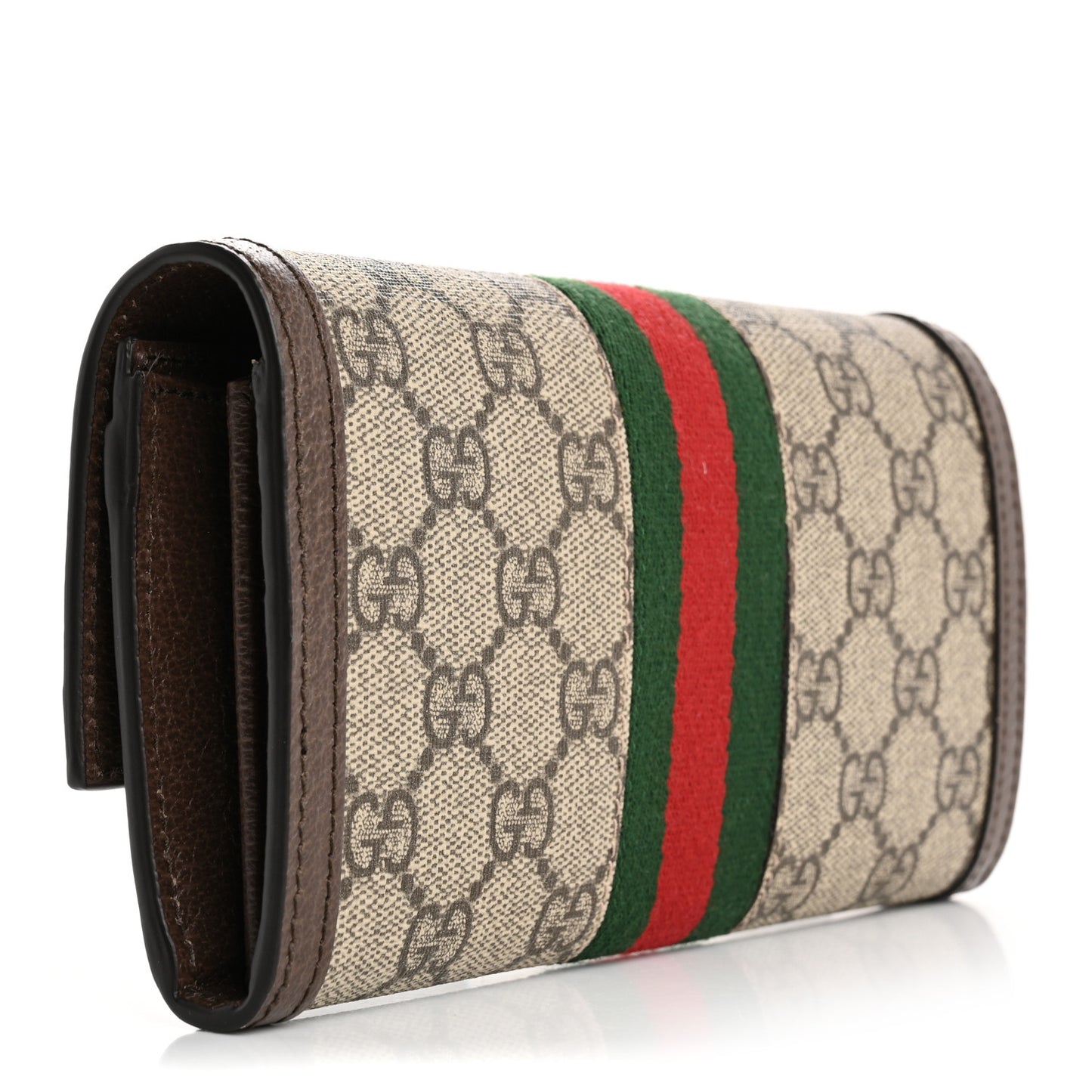 GG Supreme Monogram Web Ophidia Continental Wallet Brown