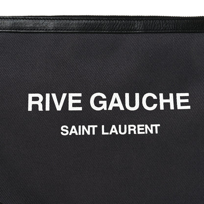 Saint Laurent Linen Canvas Rive Gauche Zipped Pouch Black 8 of 10