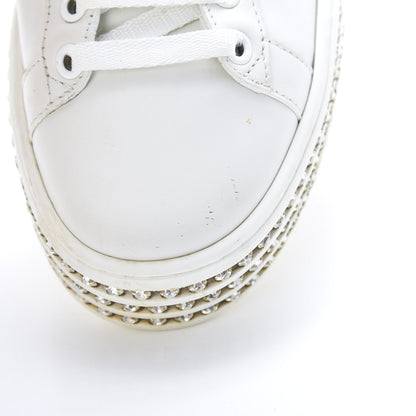Gucci Calfskin Crystal Web Bee Embroidered Womens Ace Platform Sneakers 36 White 11 of 13