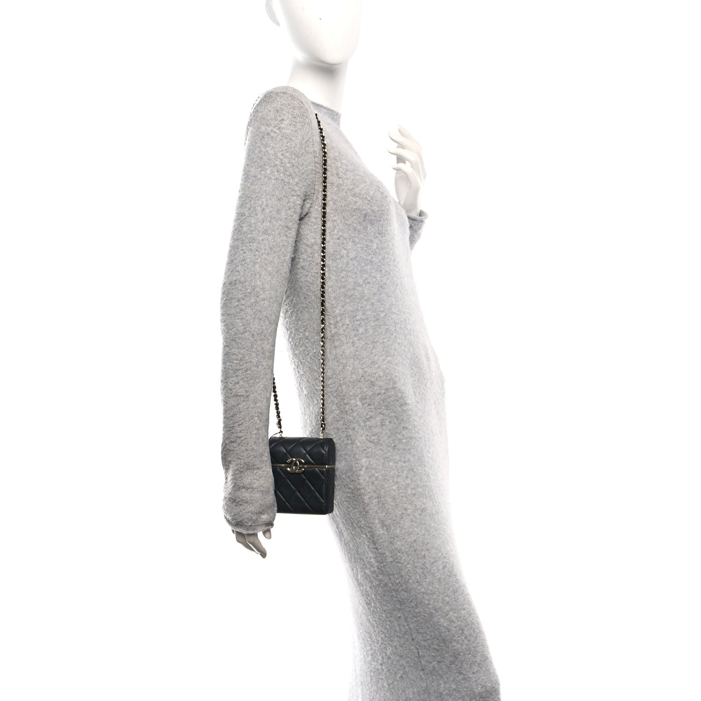 Lambskin Quilted Small Box With Chain Black