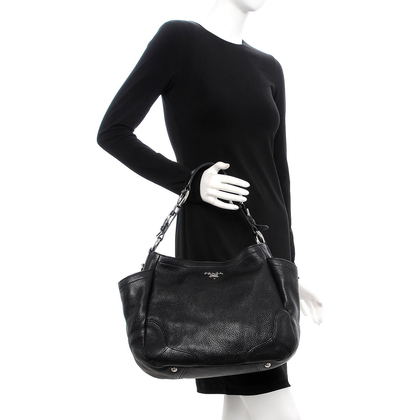 Vitello Daino Side Pocket Hobo Nero Black