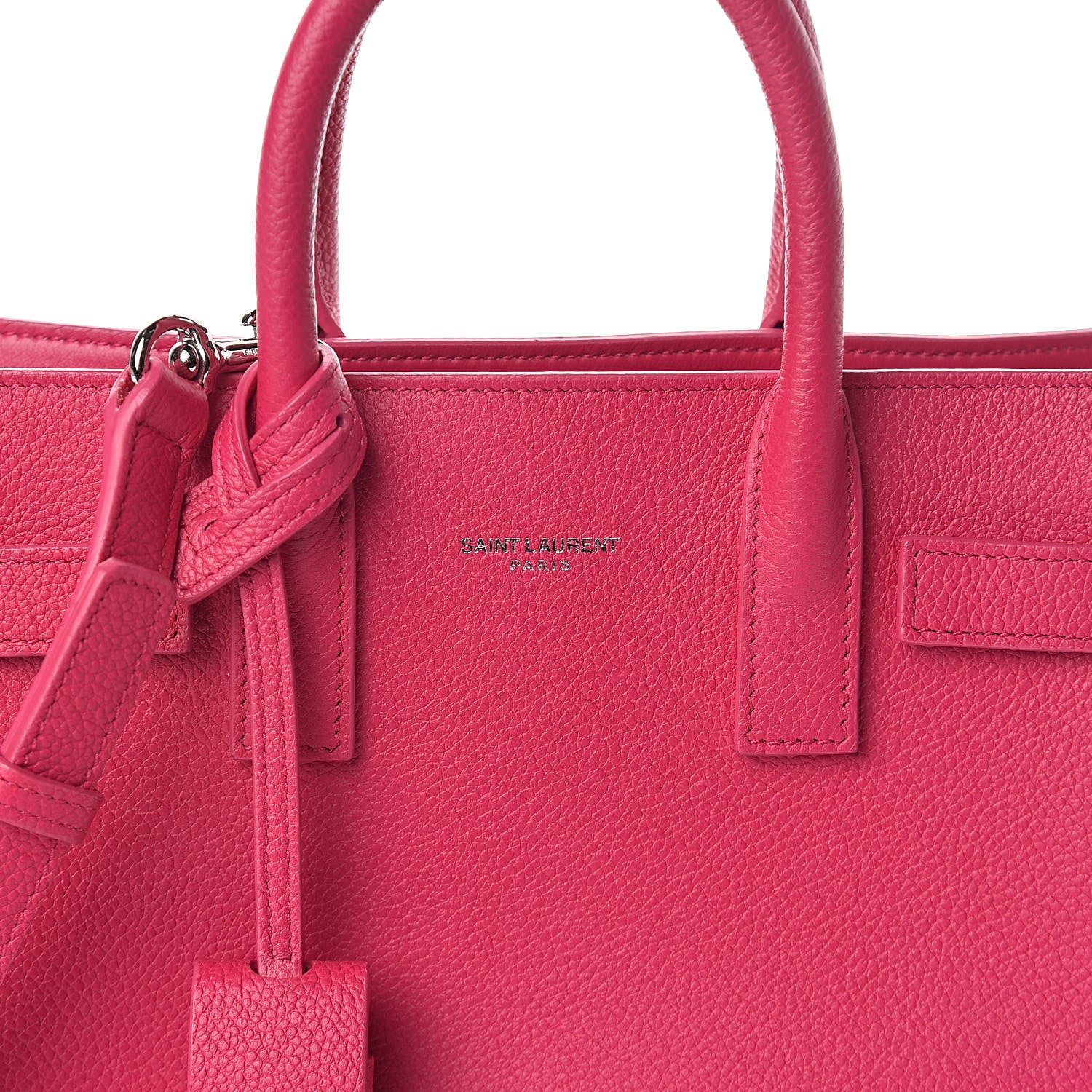 Saint Laurent Grained Calfskin Nano Sac De Jour Fuchsia 8 of 10