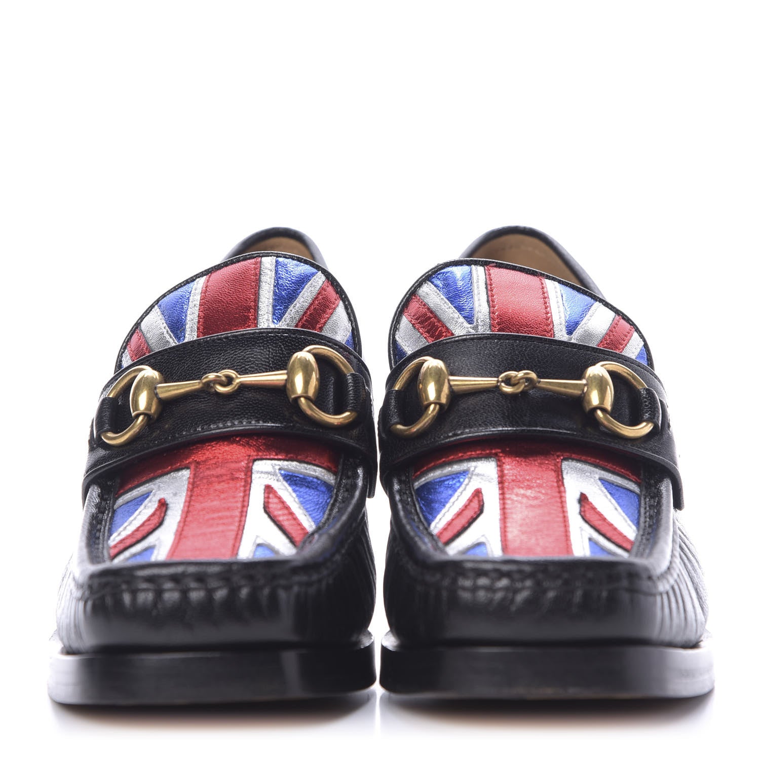 Gucci Lambskin Union Jack Horsebit Loafer Pumps 35.5 Black 2 of 10
