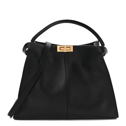 Fendi Vitello Seta Century Large Peekaboo X-Lite Black Fragola 1 of 7