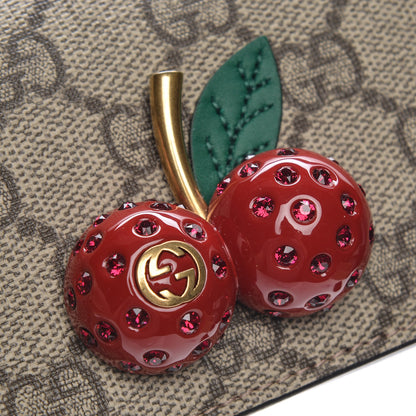 Gucci GG Supreme Monogram Cherry Embellished Card Case Wallet Hibiscus Red 7 of 7