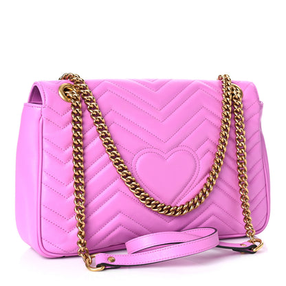 Gucci Calfskin Matelasse Medium GG Marmont Shoulder Bag Candy Mousse 3 of 9
