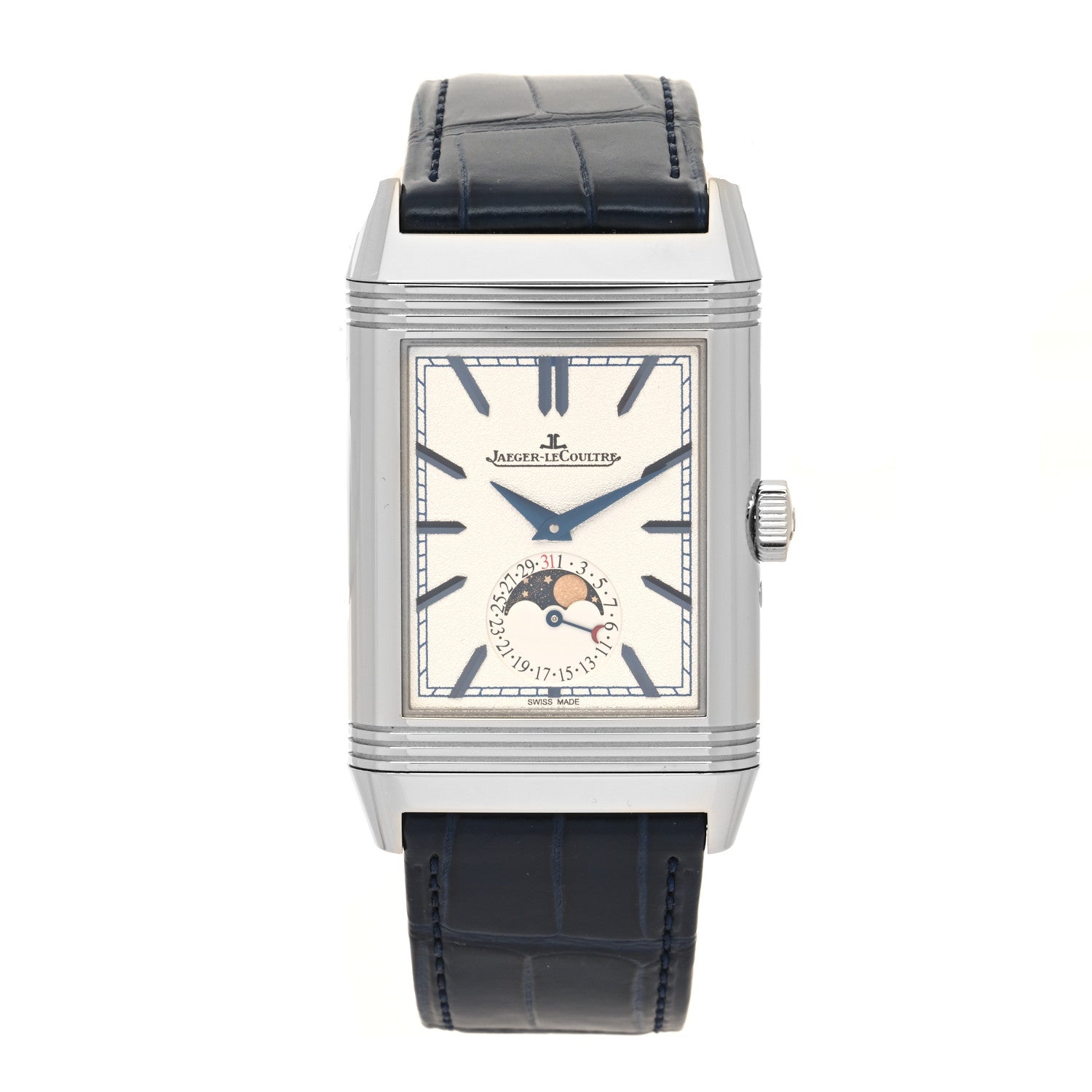 Jaeger-LeCoultre Stainless Steel Alligator 29.9mm Reverso Tribute Moon Manual Winding Watch Q3958420 1 of 6