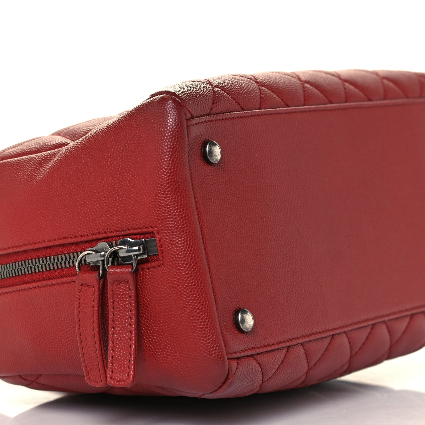 Caviar Quilted Small Coco Handle Bowling Bag Red