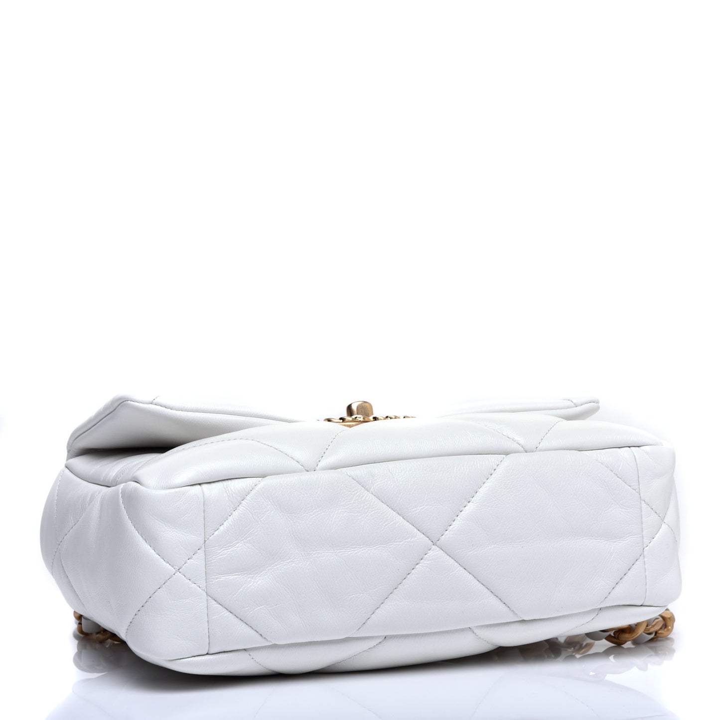 Goatskin Quilted Medium 19 Flap White