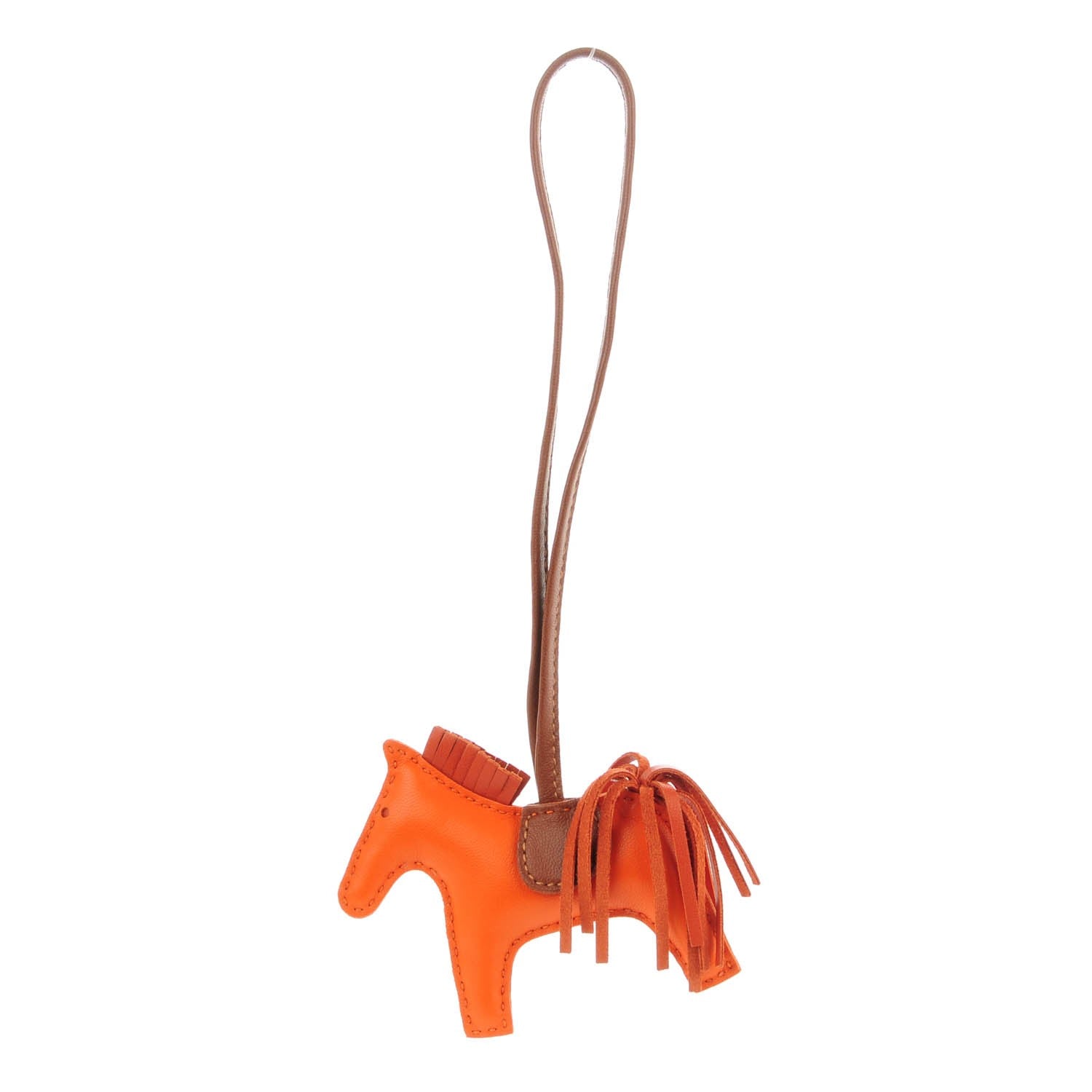 Hermes Milo Lambskin Grigri Rodeo Horse Bag Charm PM Feu Cornaline Fauve 2 of 5