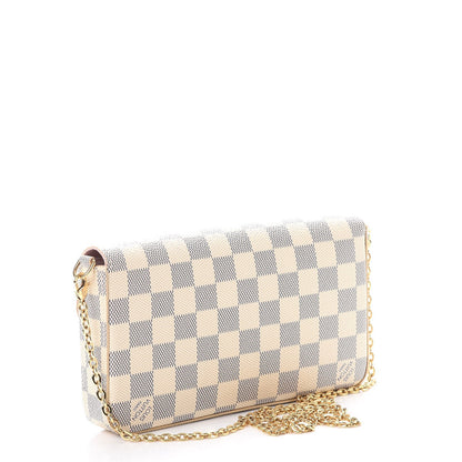 Louis Vuitton Damier Azur Pochette Felicie Chain Wallet Rose Ballerine 4 of 12