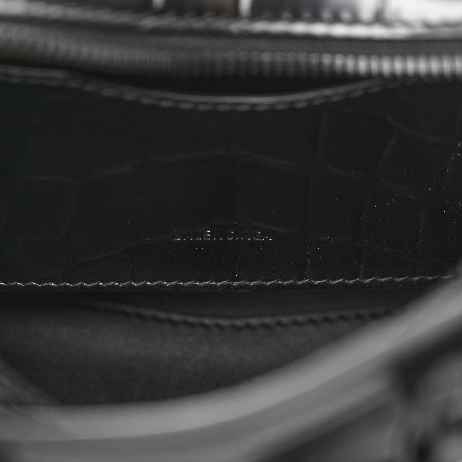 Balenciaga Semi Shiny Calfskin Crocodile Embossed Neo Classic Black Hardware Nano City Black 6 of 10
