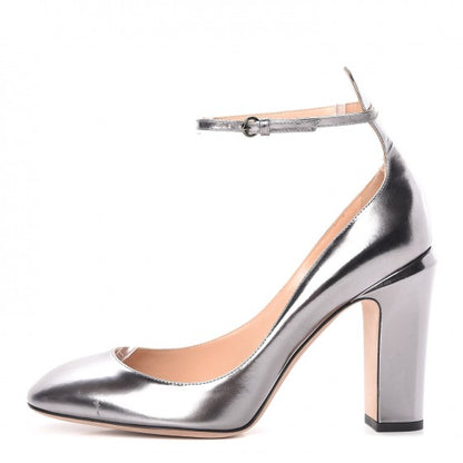Valentino Garavani Patent Tan-Go Mary Jane 10mm Pumps 41 Silver 1 of 12