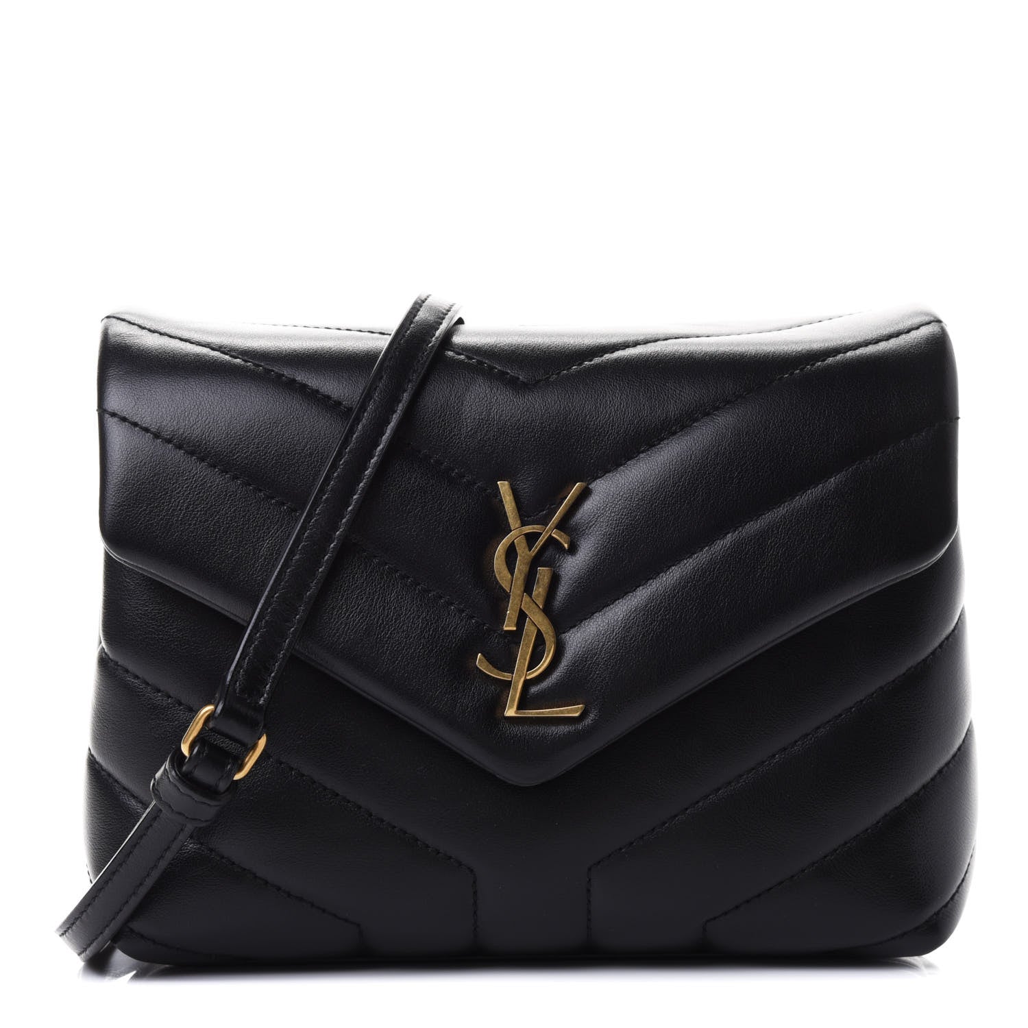 Saint Laurent Calfskin Y Quilted Monogram Toy Loulou Crossbody Bag Black 1 of 4
