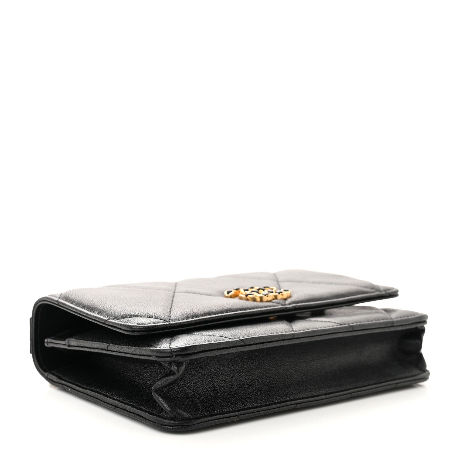 Chanel Goatskin Quilted Chanel 19 Wallet On Chain WOC Black 4 of 12