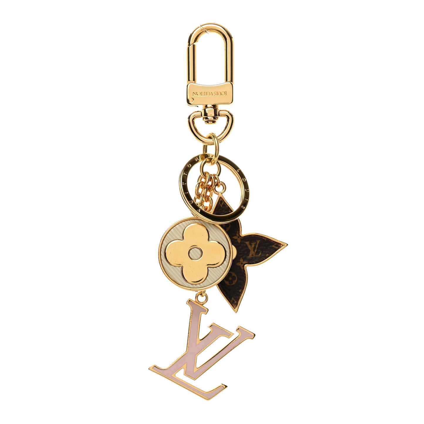 Metal Monogram Epi Spring Street Bag Charm Key Holder Gold