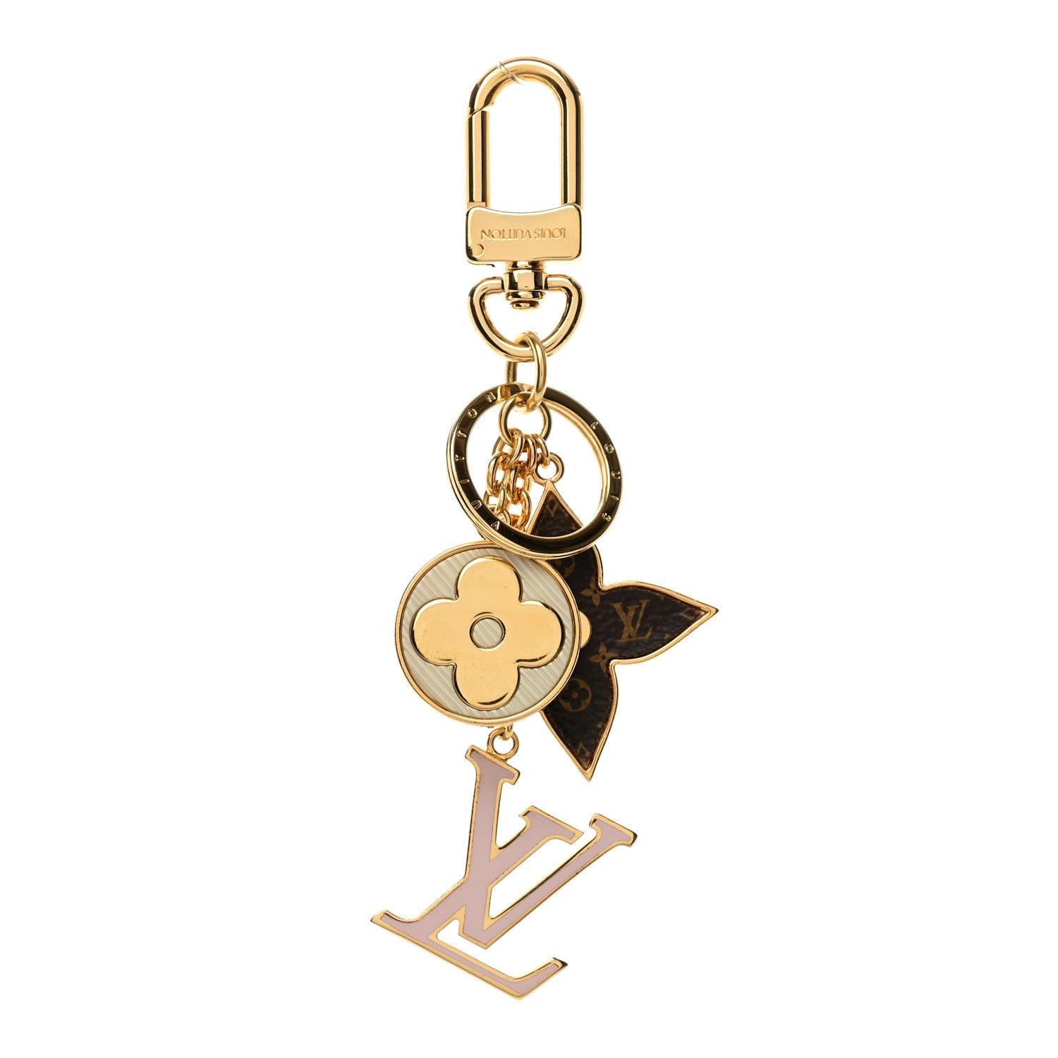 Louis Vuitton Metal Monogram Epi Spring Street Bag Charm Key Holder Gold 1 of 3