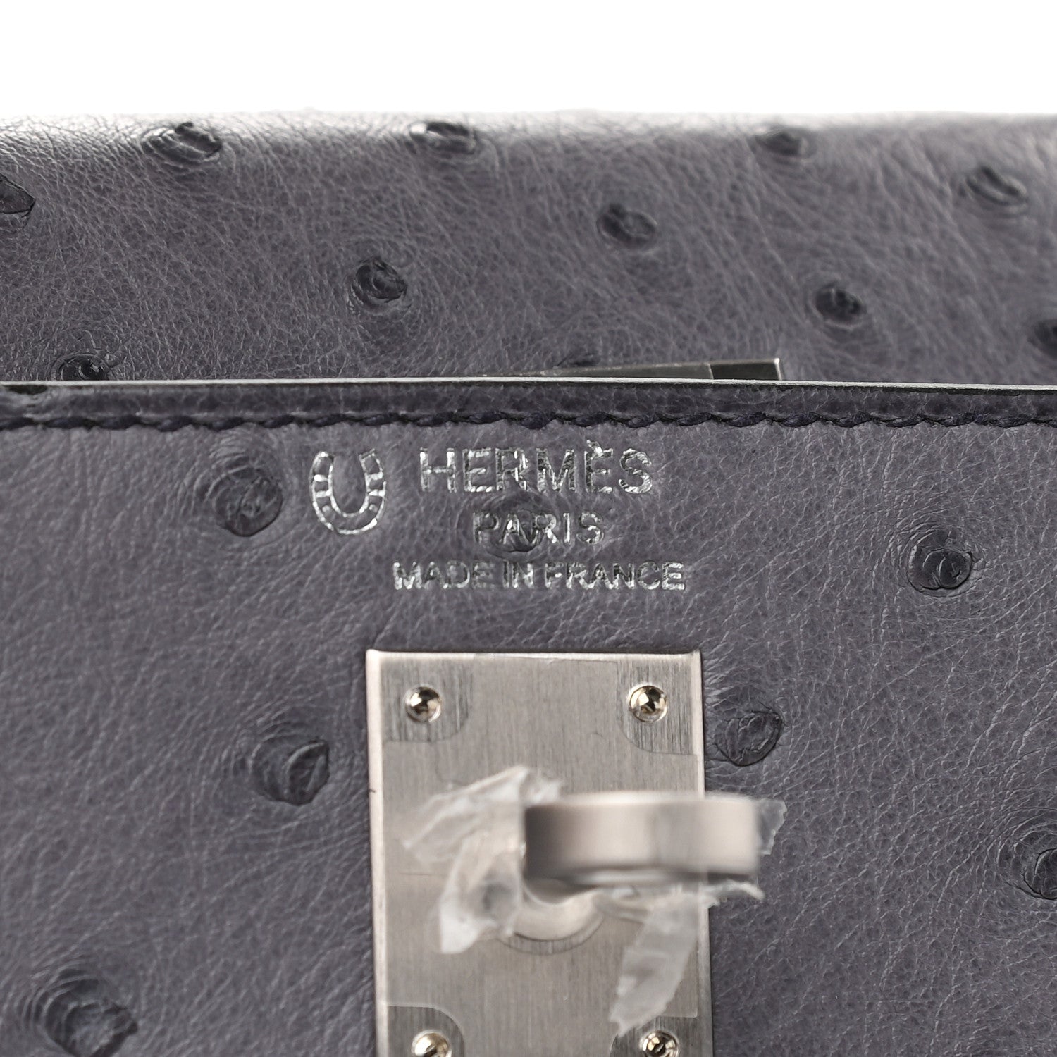 Hermes Ostrich Horseshoe Kelly Sellier 25 Gris Agate Black 7 of 10