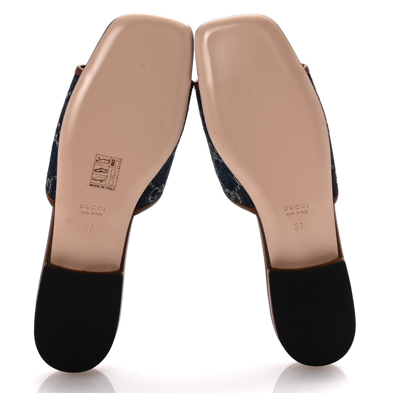 Gucci New Denim GG Monogram Miro Soft Calfskin Jolie Slide Sandals 37 Blue Tea Cuir Epilog 6 of 10