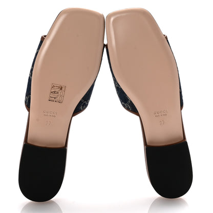 Gucci New Denim GG Monogram Miro Soft Calfskin Jolie Slide Sandals 37 Blue Tea Cuir Epilog 6 of 10