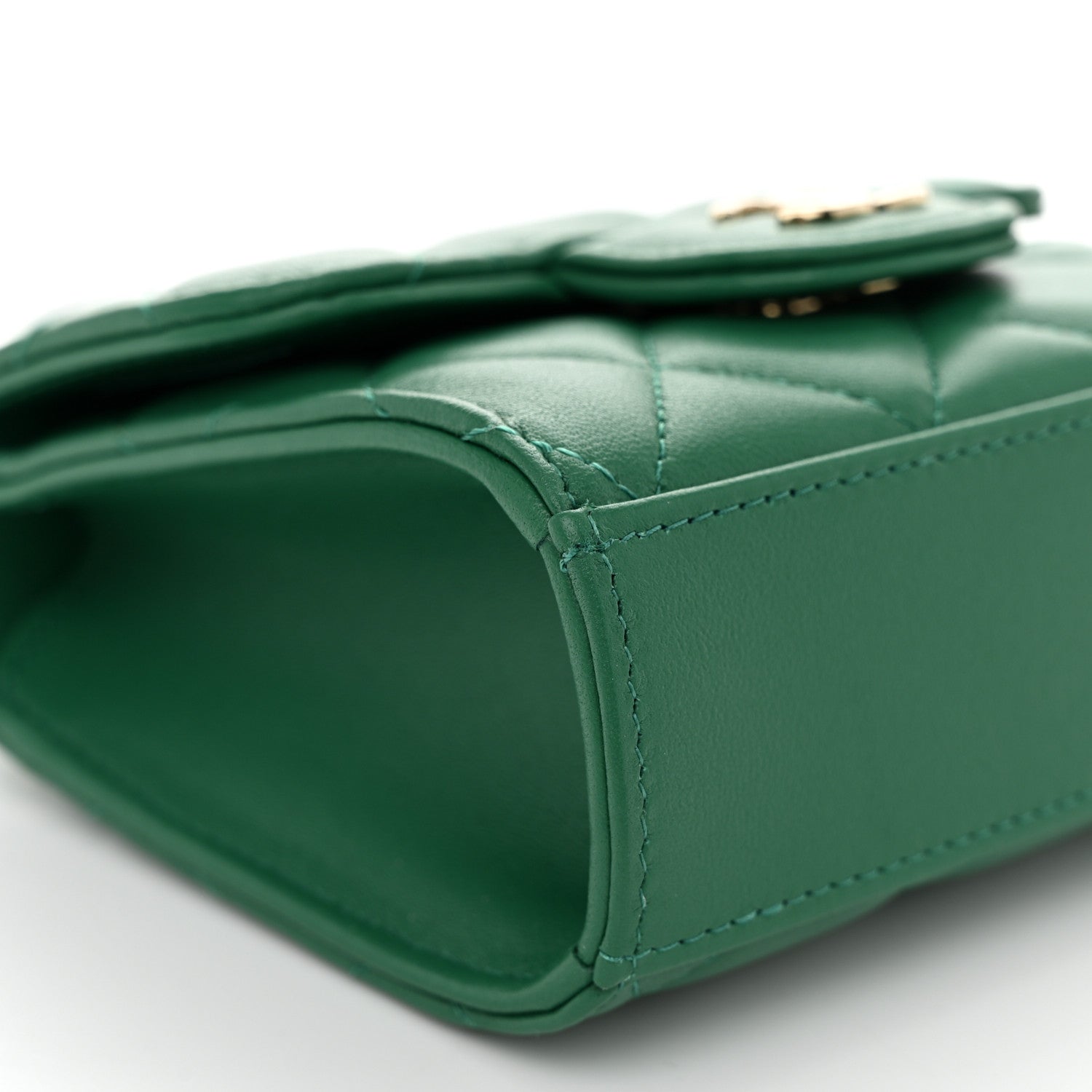 Chanel Lambskin Quilted Top Handle Flap Clutch With Chain Green 9 of 11