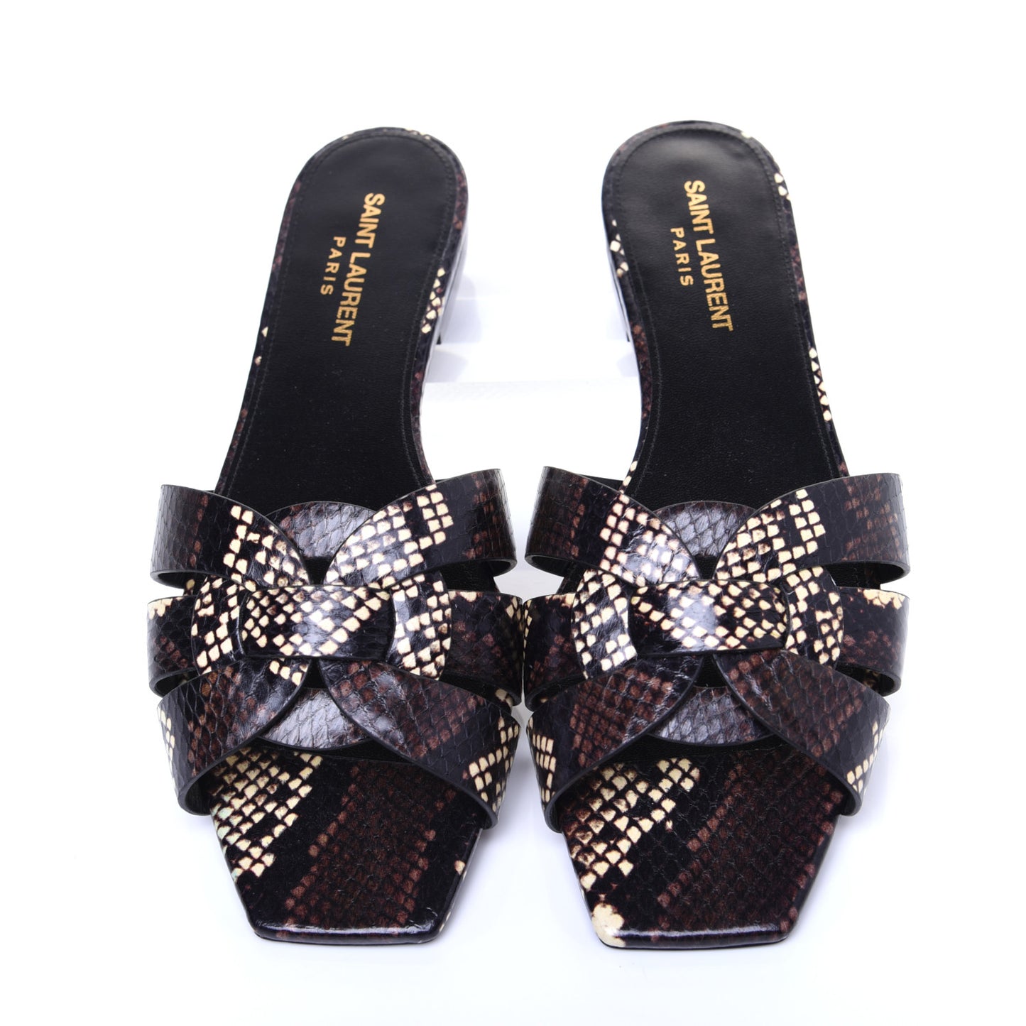 Calfskin Embossed Nu Pieds 05 Slide Sandals 38 Oro