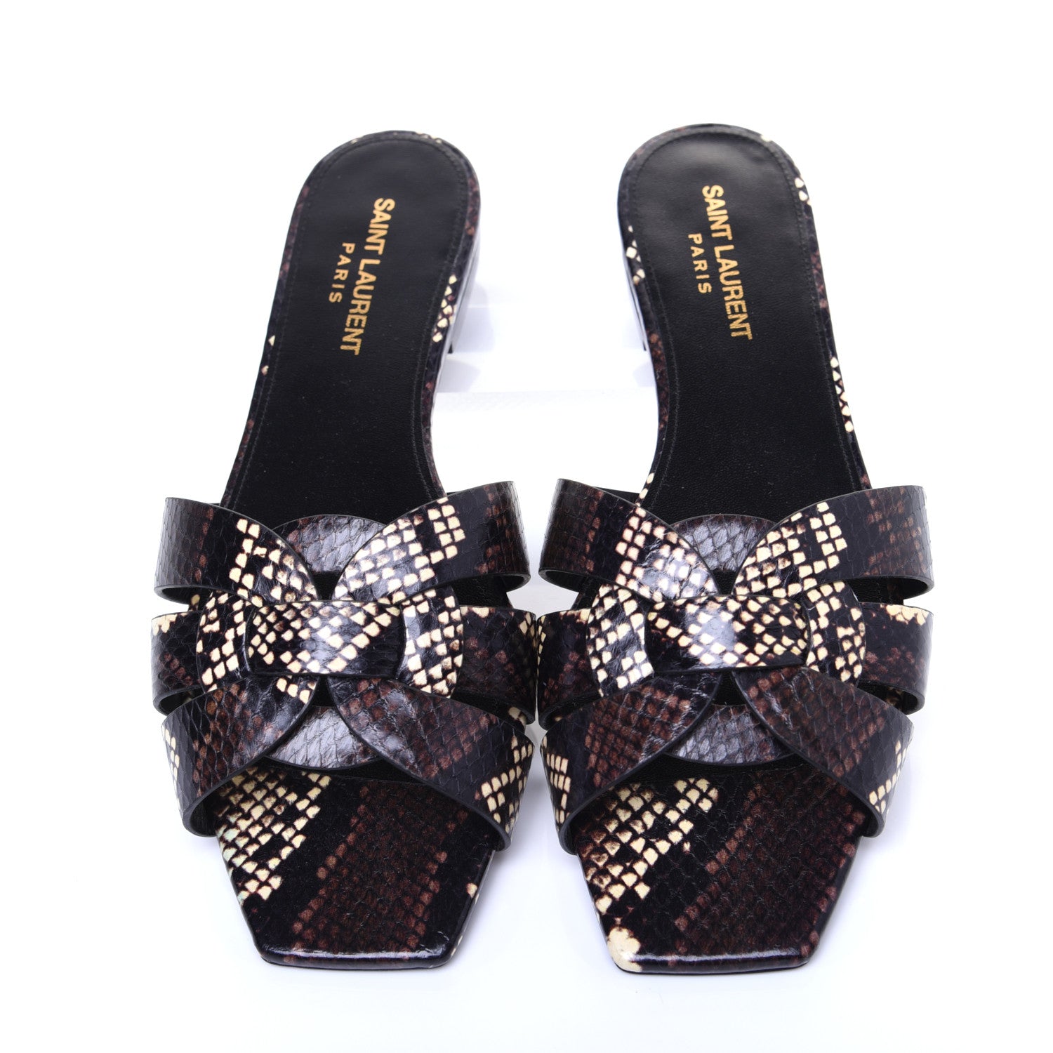 Saint Laurent Calfskin Embossed Nu Pieds 05 Slide Sandals 38 Oro 5 of 9