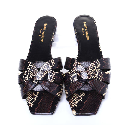 Saint Laurent Calfskin Embossed Nu Pieds 05 Slide Sandals 38 Oro 5 of 9