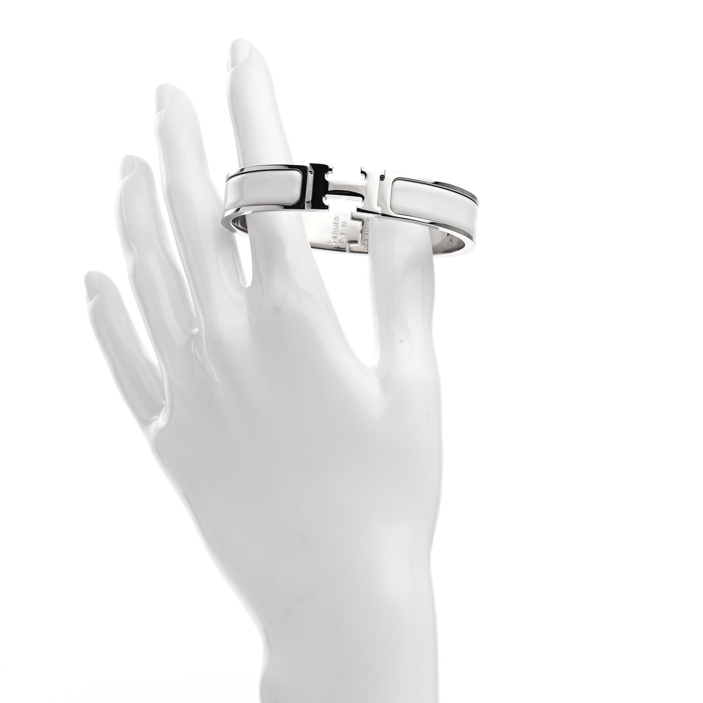 Enamel Narrow Clic Clac H Bracelet PM White