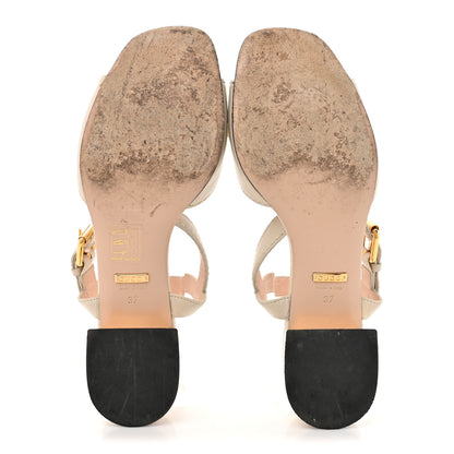 Gucci Nappa Charlotte Horsebit Block Heel 45mm Sandals 37 Mystic White 6 of 13