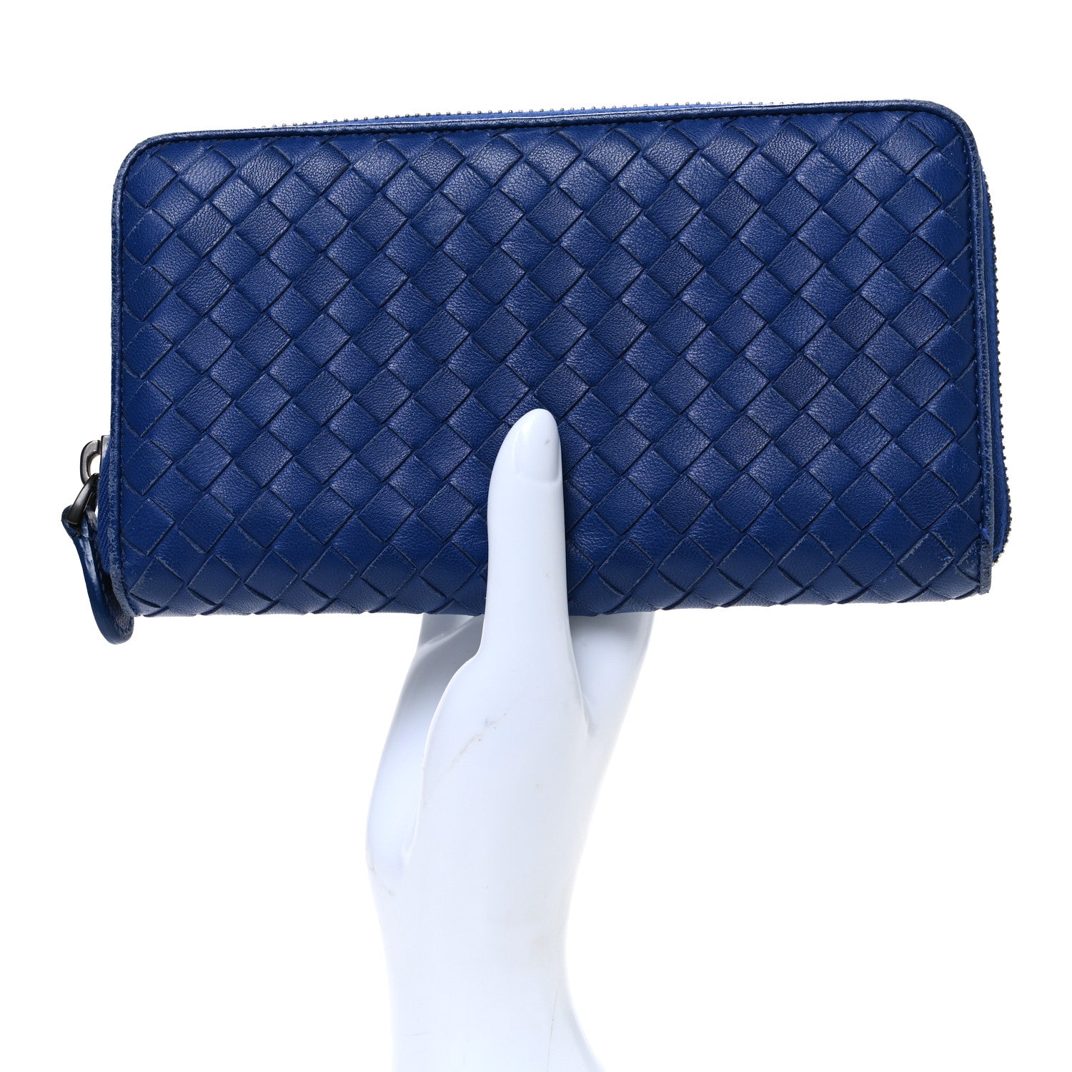 Bottega Veneta Nappa Intrecciato Zip Around Wallet Cobalt 2 of 7
