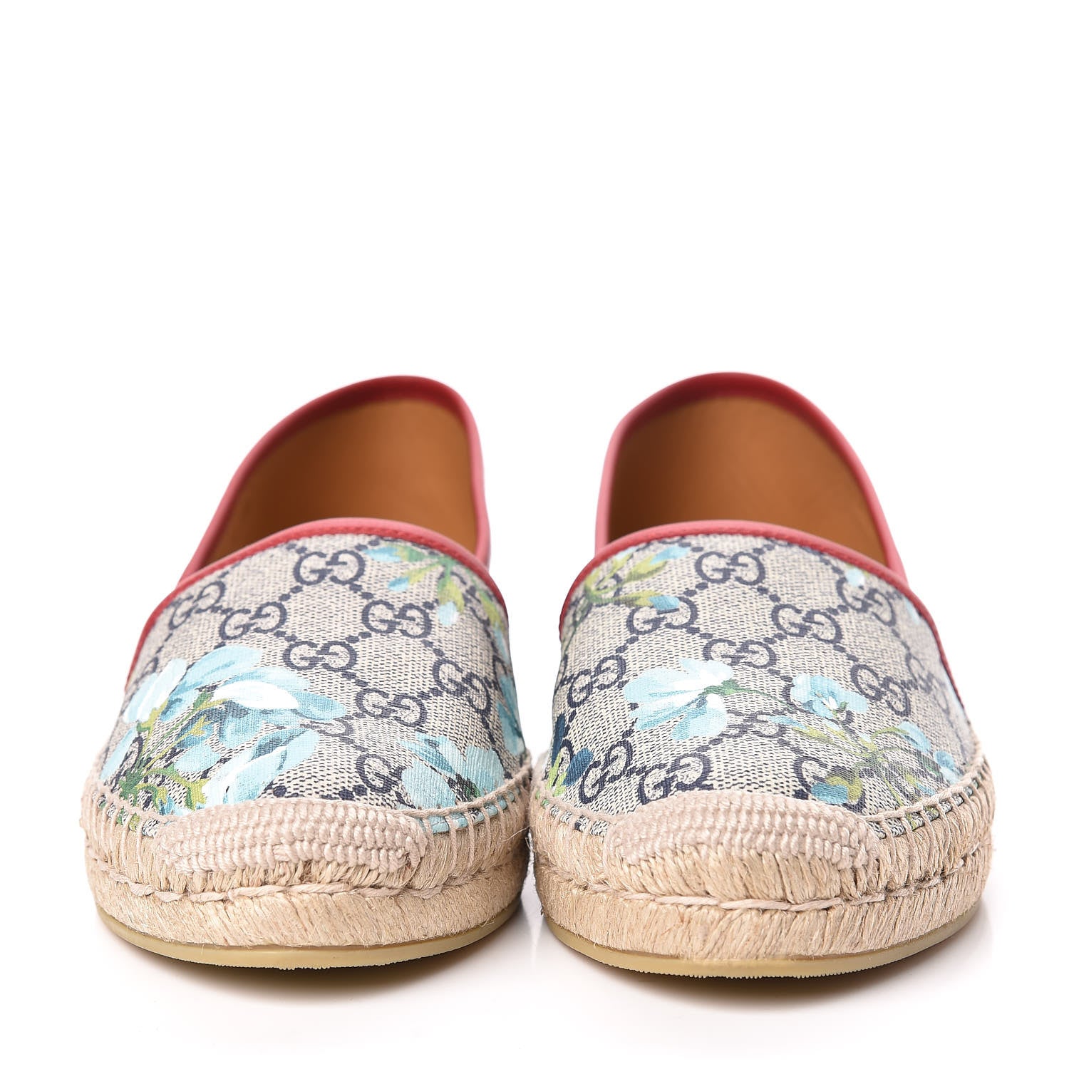 Gucci GG Supreme Monogram Blooms Espadrilles 38 Beige Blue Navy Hibiscus Red 2 of 9