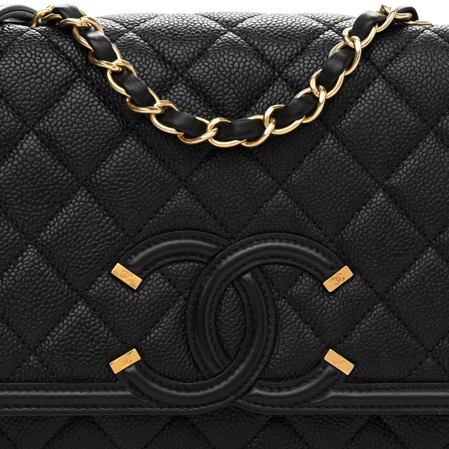 Caviar Quilted Medium CC Filigree Flap Black
