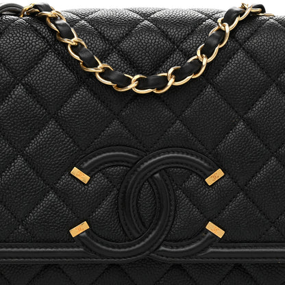 Chanel Caviar Quilted Medium CC Filigree Flap Black 8 of 12