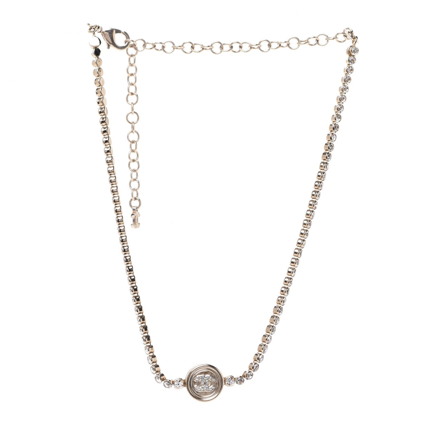 Crystal CC Chain Short Necklace Gold