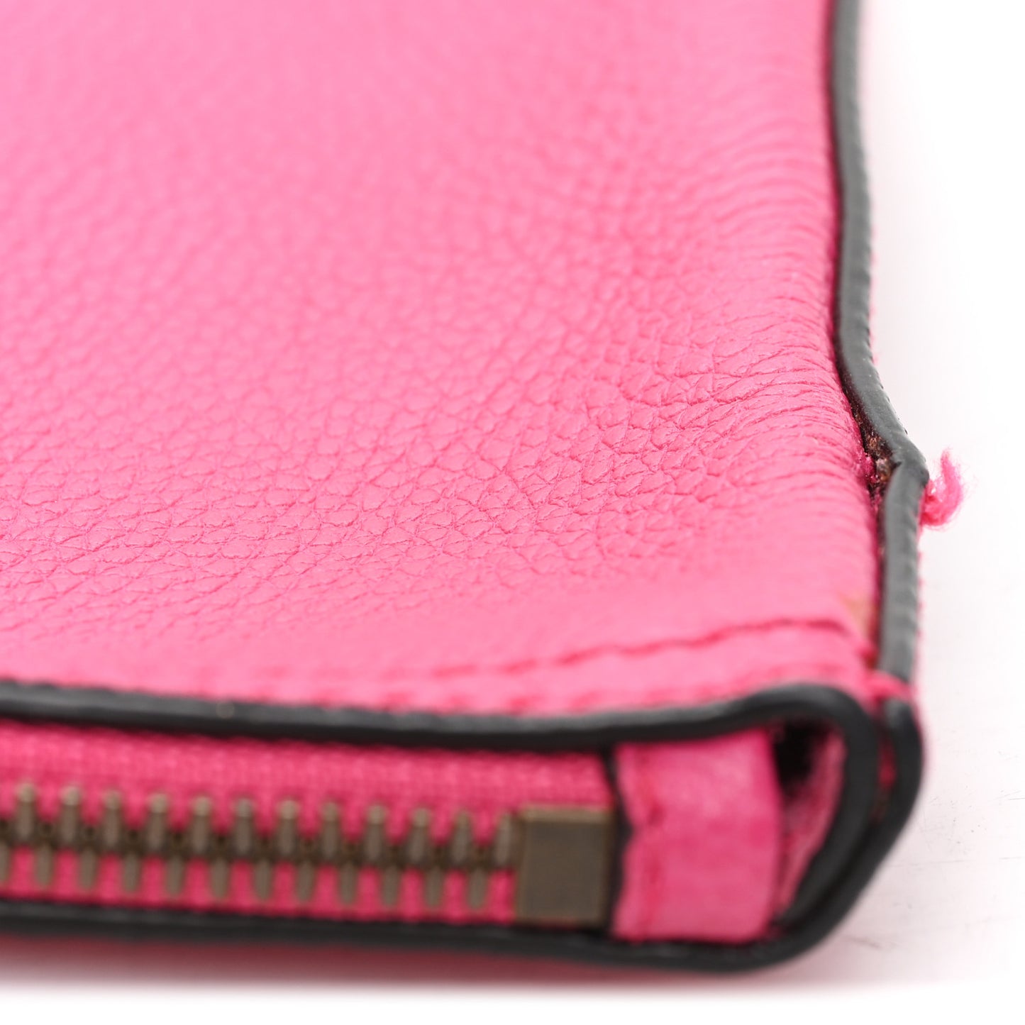 Pebbled Calfskin Medium Logo Portfolio Clutch Pink Green