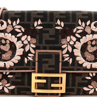 Fendi Fabric Jacquard FF 1974 Paisley Embroidered Baguette Tobacco Moro Rosa Quarzo Multicolor 7 of 10