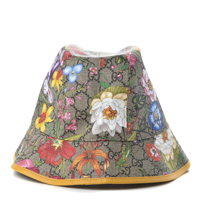 Gucci GG Supreme Monogram Flora Fedora Hat M Yellow 1 of 11