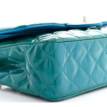 Chanel Patent Calfskin Quilted Medium Double Flap Turquoise 9 of 10
