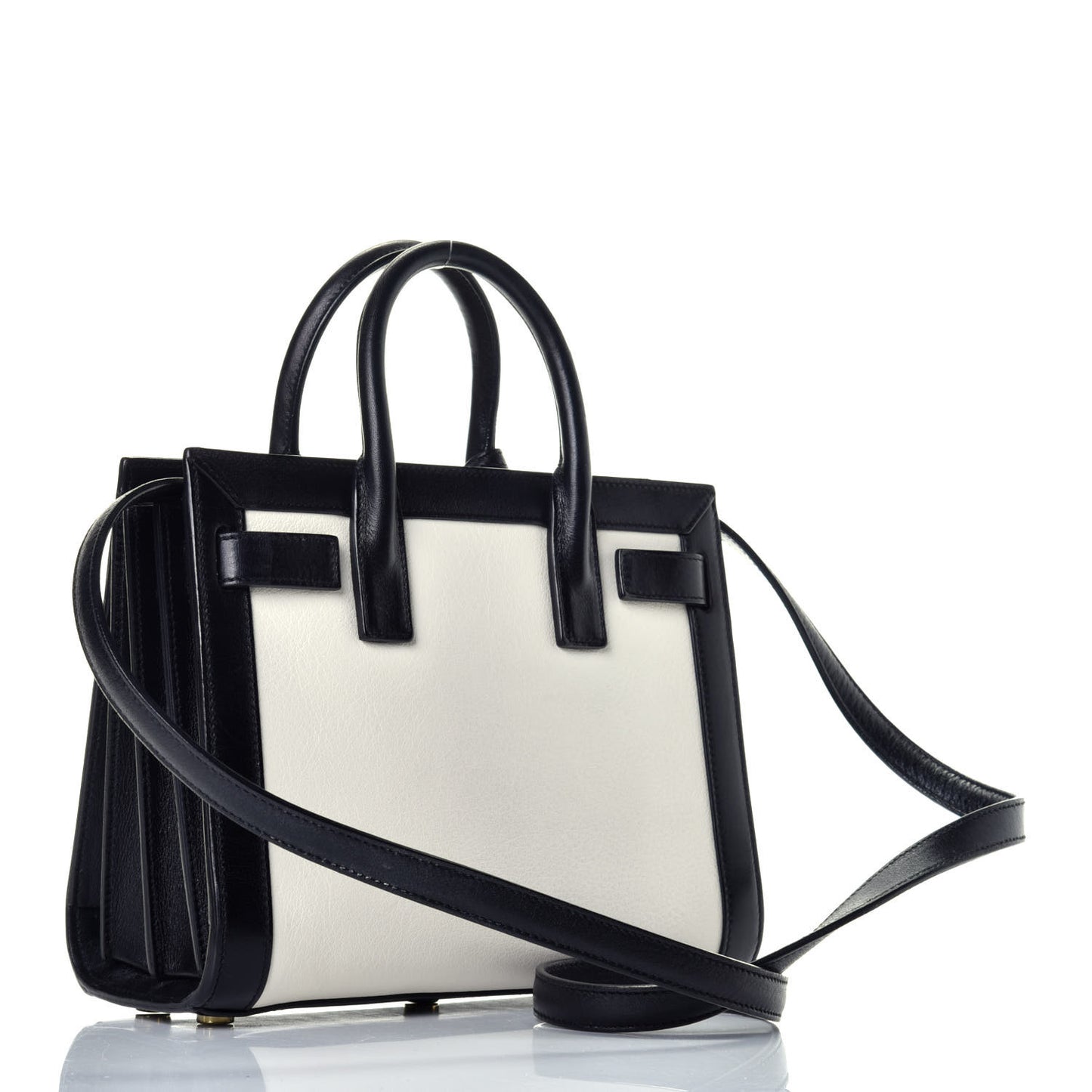 Calfskin Bi-Color Nano Sac De Jour Porcellana Black