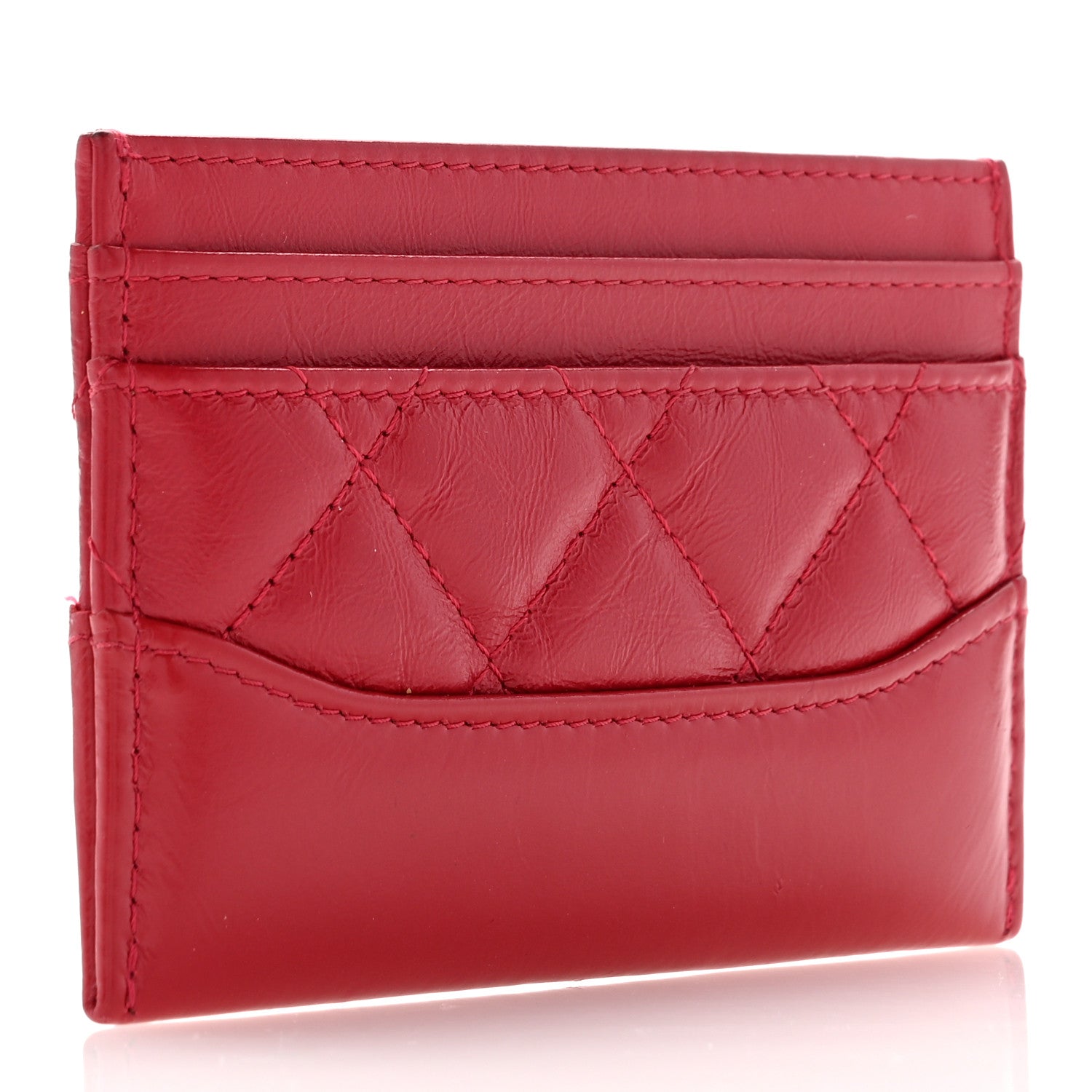 Chanel Aged Calfskin Quilted Gabrielle Card Holder Wallet Dark Pink 3 of 8