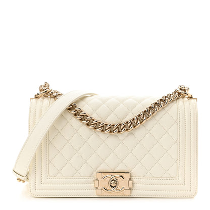Chanel Caviar Quilted Medium Boy Flap White 1 of 10