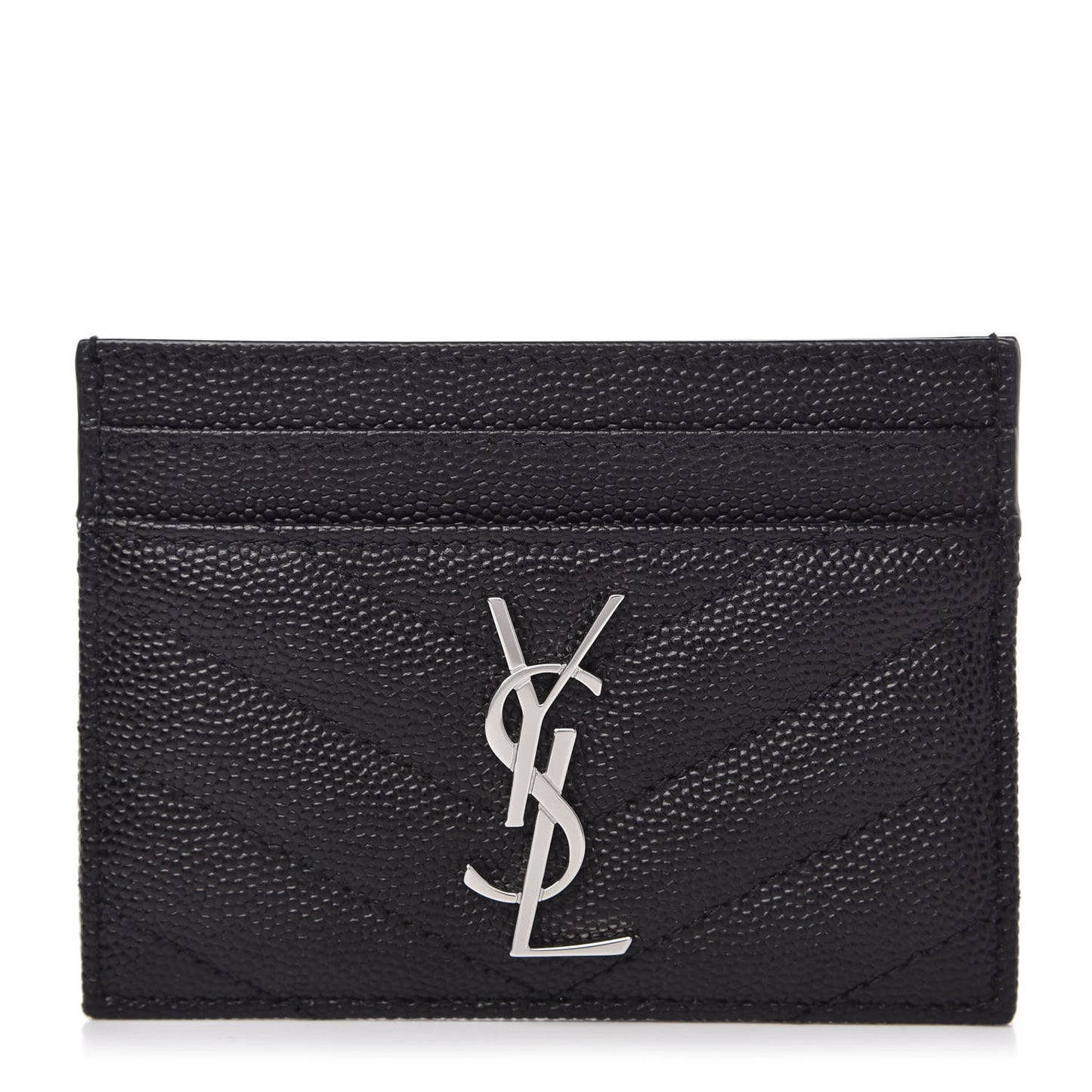 Grain De Poudre Matelasse Chevron Monogram Credit Card Case Black