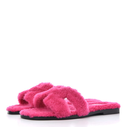 Hermes Woolskin Oran Sandals 36 Rose Fuchsia 3 of 7