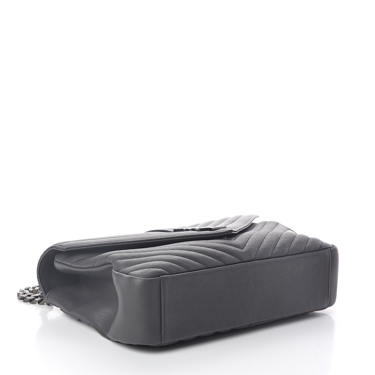 Saint Laurent Sheepskin Matelasse Chevron Monogram Large College Satchel Dark Anthracite 4 of 9