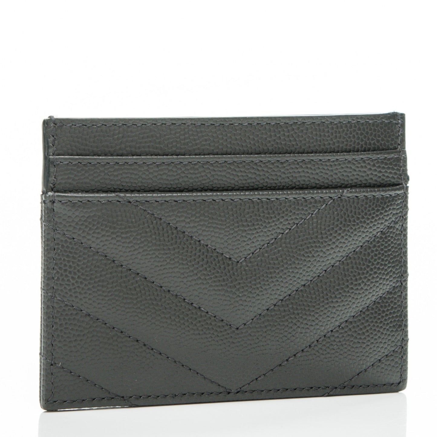 Grain De Poudre Matelasse Chevron Monogram Credit Card Case Fog
