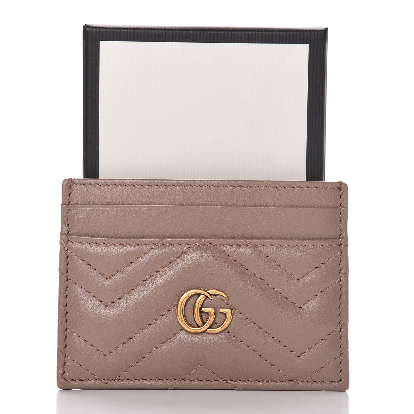 Calfskin Matelasse GG Marmont Card Holder Porcelain Rose