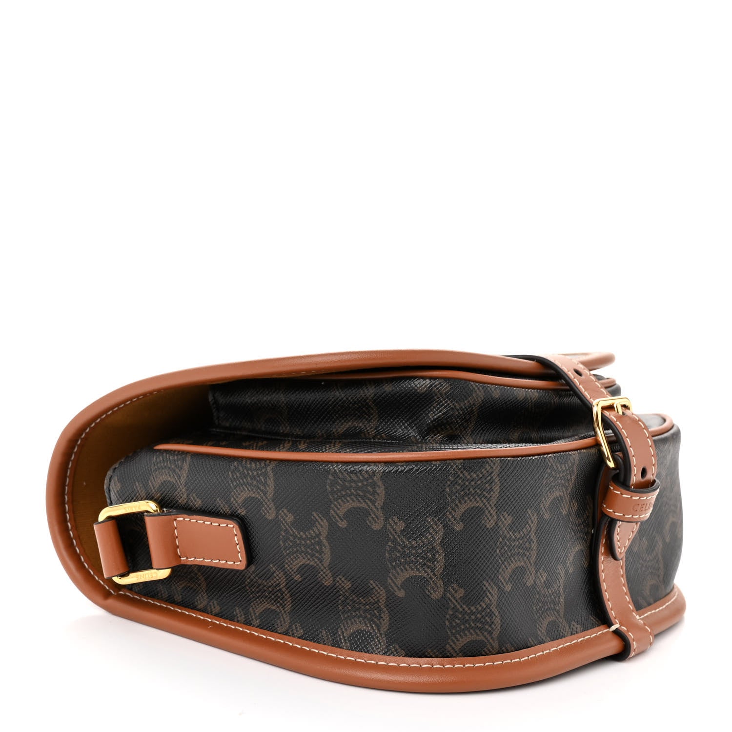 Celine Triomphe Canvas Medium Folco Bag Tan 4 of 9