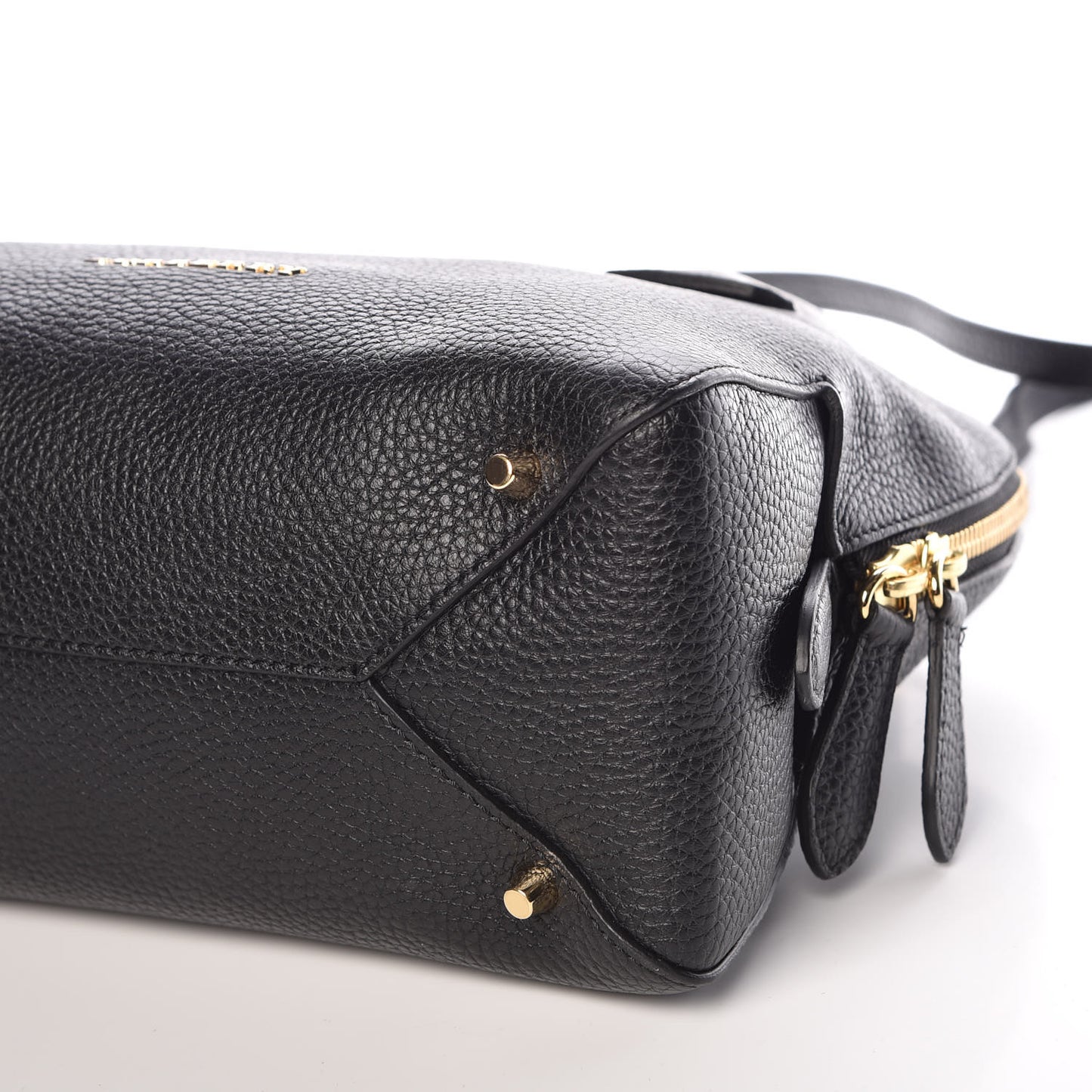 London Grainy Calfskin Small Greenwood Bowling Bag Black