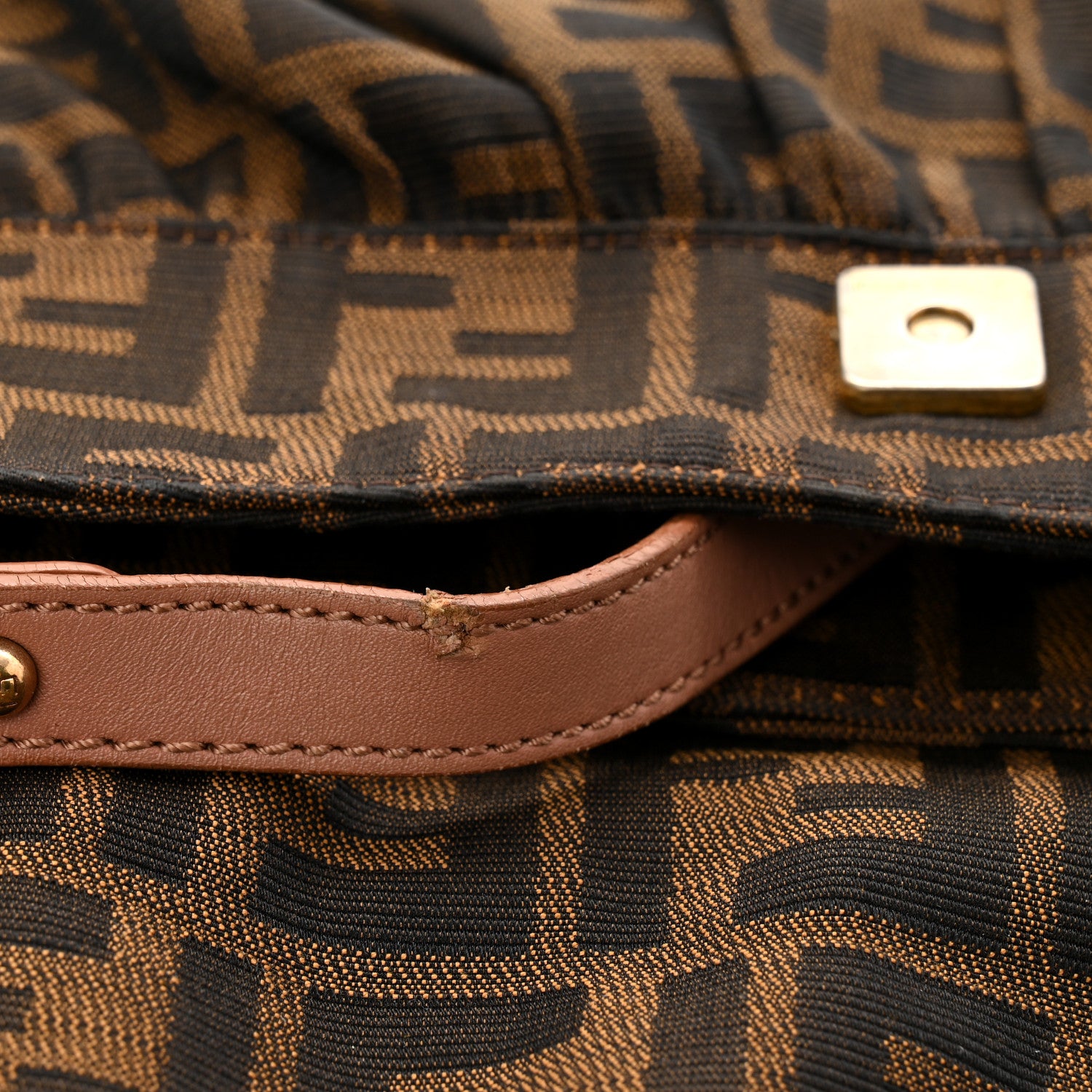 Fendi Zucca Cuoio Lucido Small Chef Shoulder Bag Tobacco Bois de Rose 12 of 12